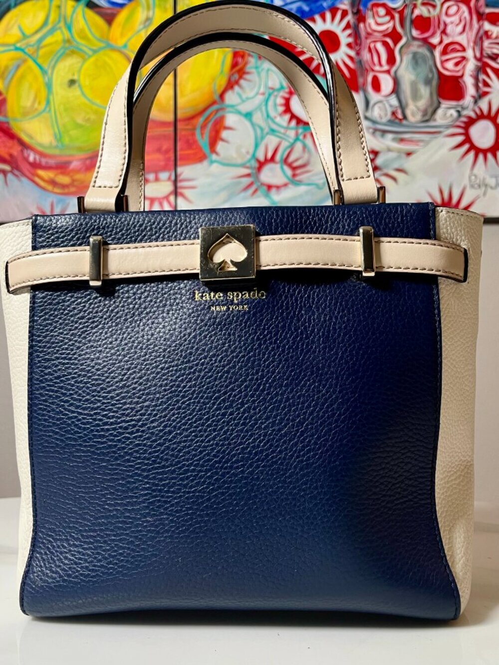 Kate Spade New York Colorblock Pebbled Leather Satchel Crossbody - Picture 2 of 13